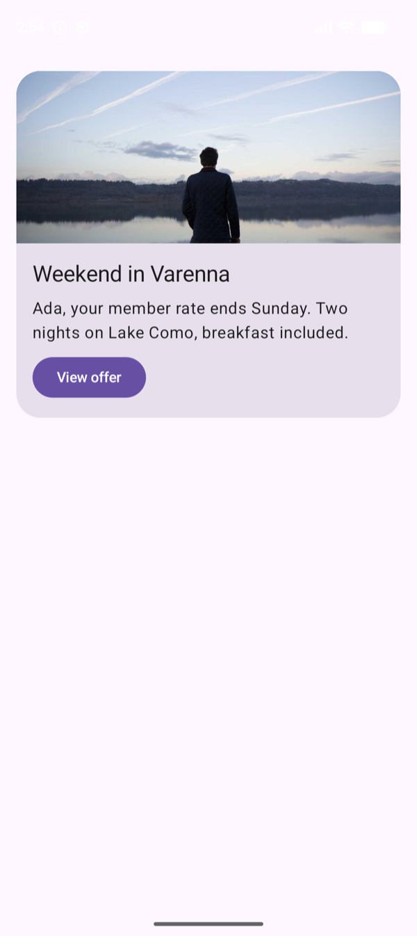 Card banner on Android