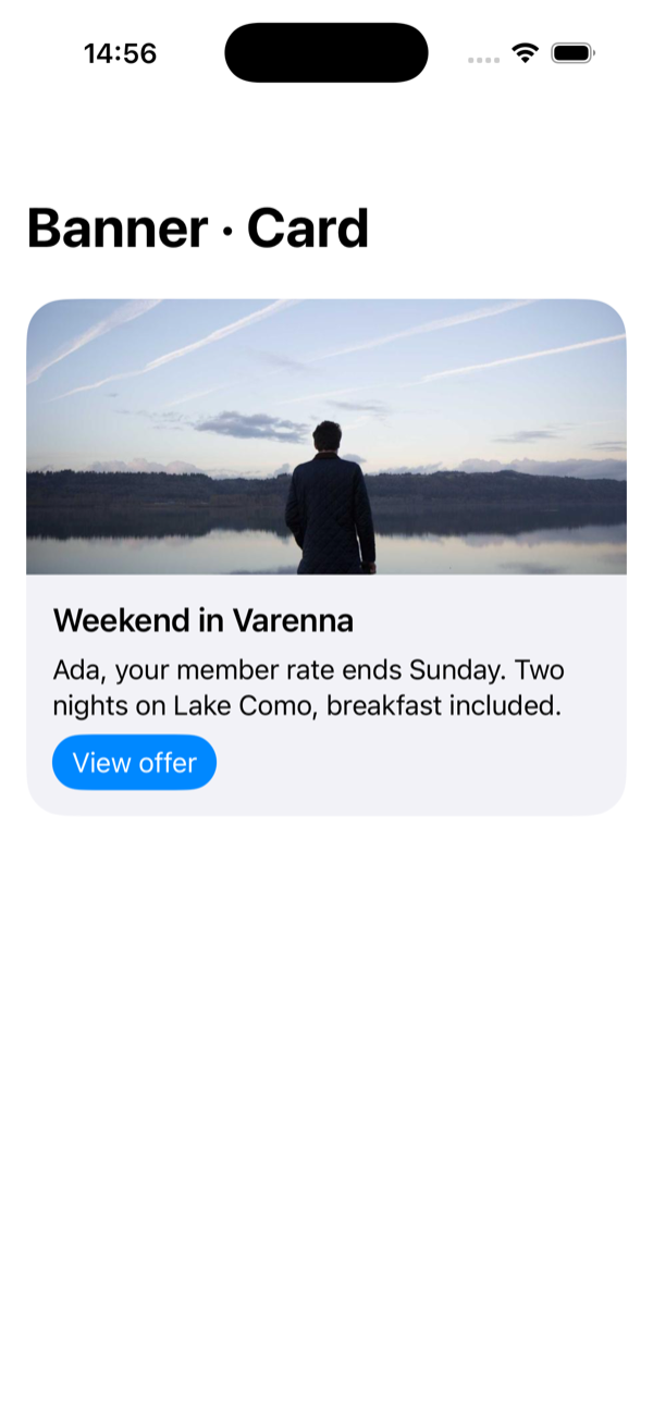 Card banner on iOS