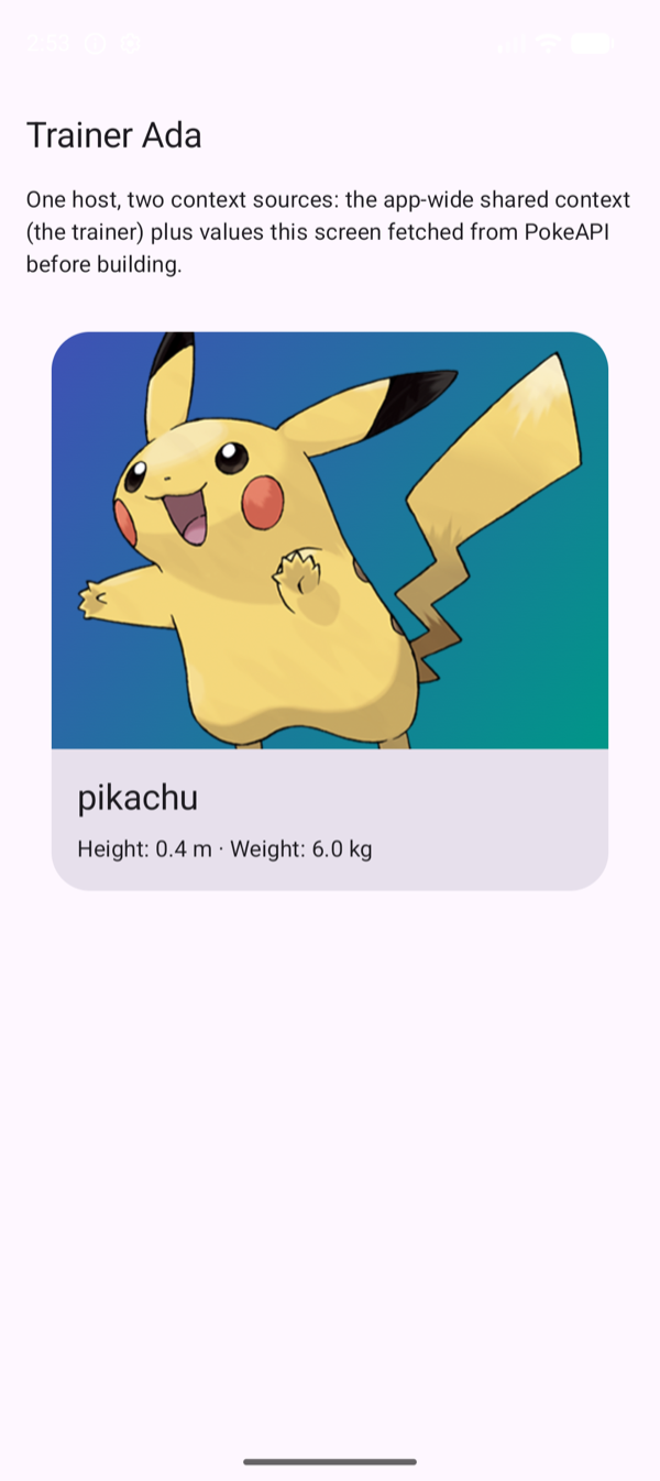 Pokemon screen on Android
