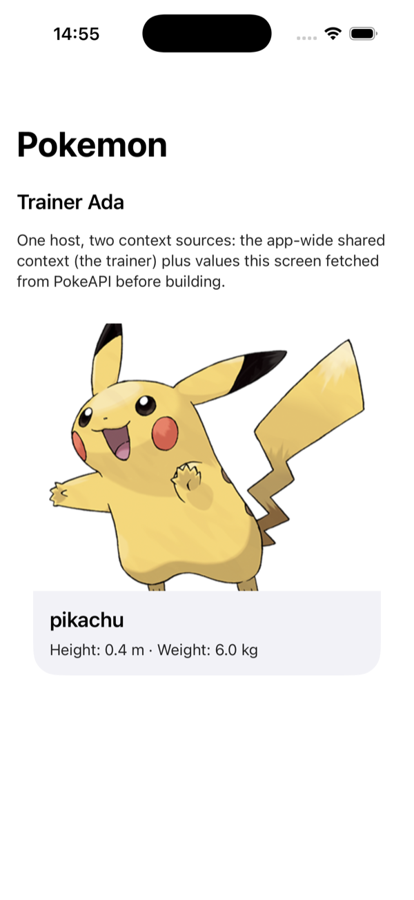 Pokemon screen on iOS